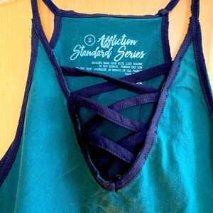 Affliction dark green tank top size Small    NWT
